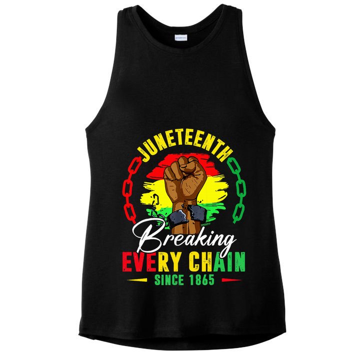 Breaking Every Chain Since 1865 Juneteenth Freedom Ladies PosiCharge Tri-Blend Wicking Tank