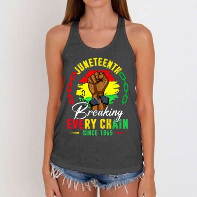 Breaking Every Chain Since 1865 Juneteenth Freedom Women's Knotted Racerback Tank