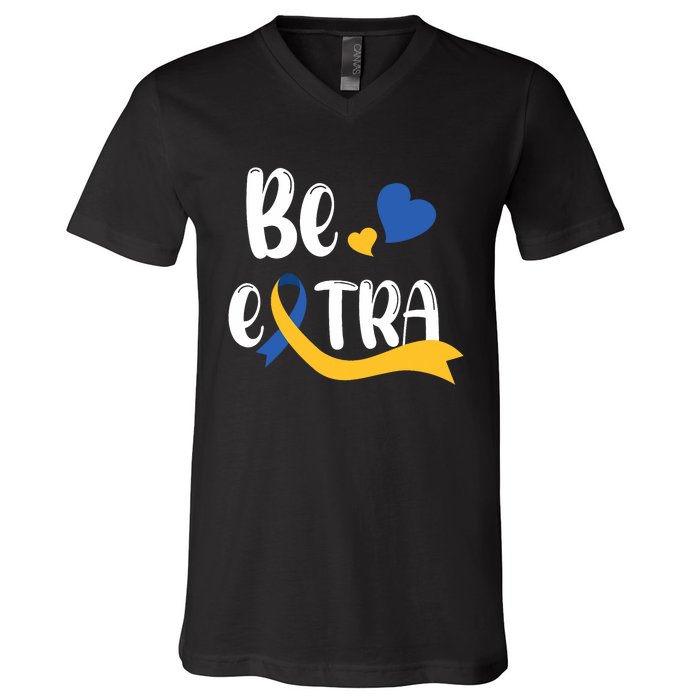 Be Extra Cute T21 World Down Syndrome Awareness Day V-Neck T-Shirt