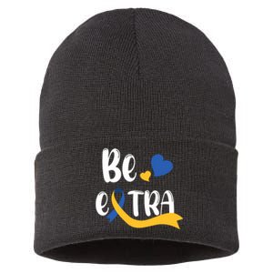 Be Extra Cute T21 World Down Syndrome Awareness Day Sustainable Knit Beanie