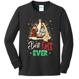 Best Ever Christmas Cool Jesus Nativity Scene Christian Kids Long Sleeve Shirt