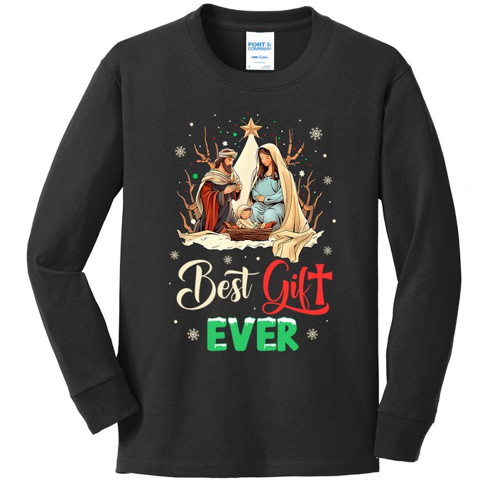 Best Ever Christmas Cool Jesus Nativity Scene Christian Kids Long Sleeve Shirt