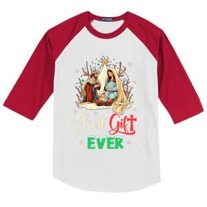 Best Ever Christmas Cool Jesus Nativity Scene Christian Kids Colorblock Raglan Jersey