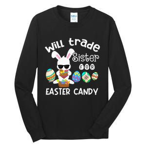 Bunny Eat Chocolate Eggs Will Trade Sister Easter Tall Long Sleeve T-Shirt