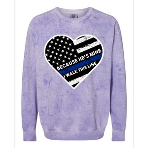 Because He's Mine I Walk This Line Back The Blue Colorblast Crewneck Sweatshirt