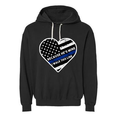 Because He's Mine I Walk This Line Back The Blue Garment-Dyed Fleece Hoodie