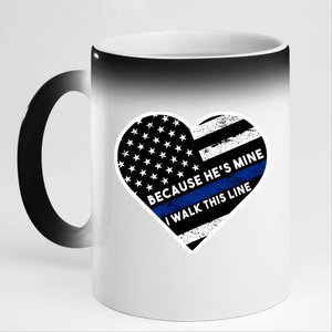 Because He's Mine I Walk This Line Back The Blue 11oz Black Color Changing Mug