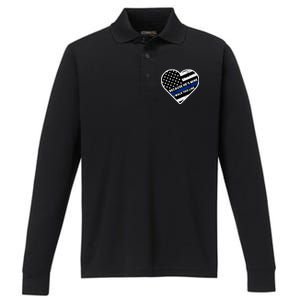 Because He's Mine I Walk This Line Back The Blue Performance Long Sleeve Polo