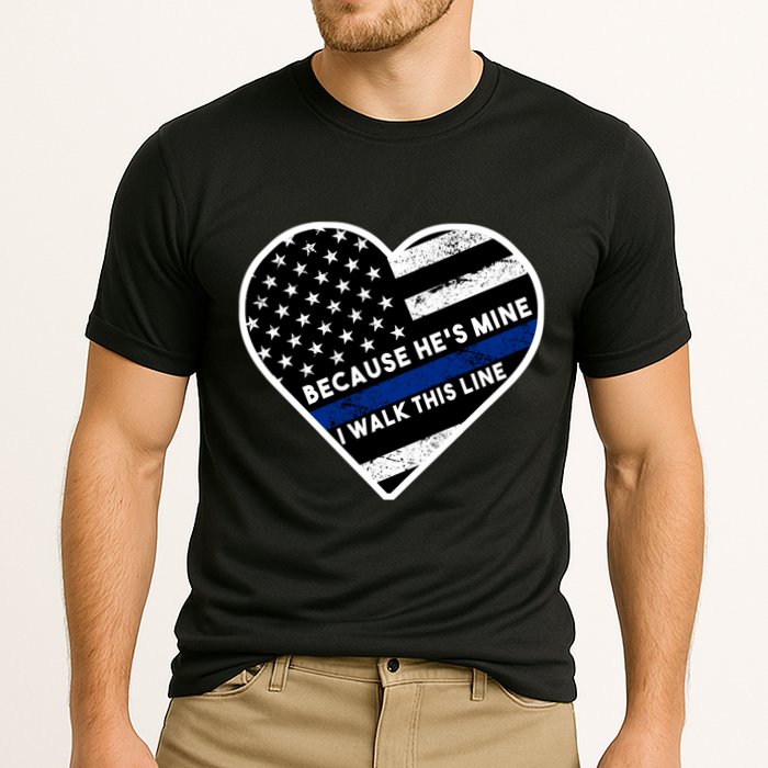 Because He's Mine I Walk This Line Back The Blue Cooling Performance Crew T-Shirt