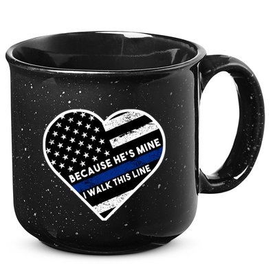 Because He's Mine I Walk This Line Back The Blue 15oz Campfire Ceramic Mug