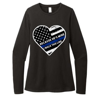 Because He's Mine I Walk This Line Back The Blue Womens CVC Long Sleeve Shirt