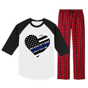 Because He's Mine I Walk This Line Back The Blue Raglan Sleeve Pajama Set