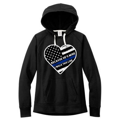 Because He's Mine I Walk This Line Back The Blue Women's Fleece Hoodie