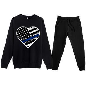 Because He's Mine I Walk This Line Back The Blue Premium Crewneck Sweatsuit Set