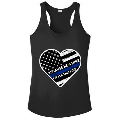 Because He's Mine I Walk This Line Back The Blue Ladies PosiCharge Competitor Racerback Tank