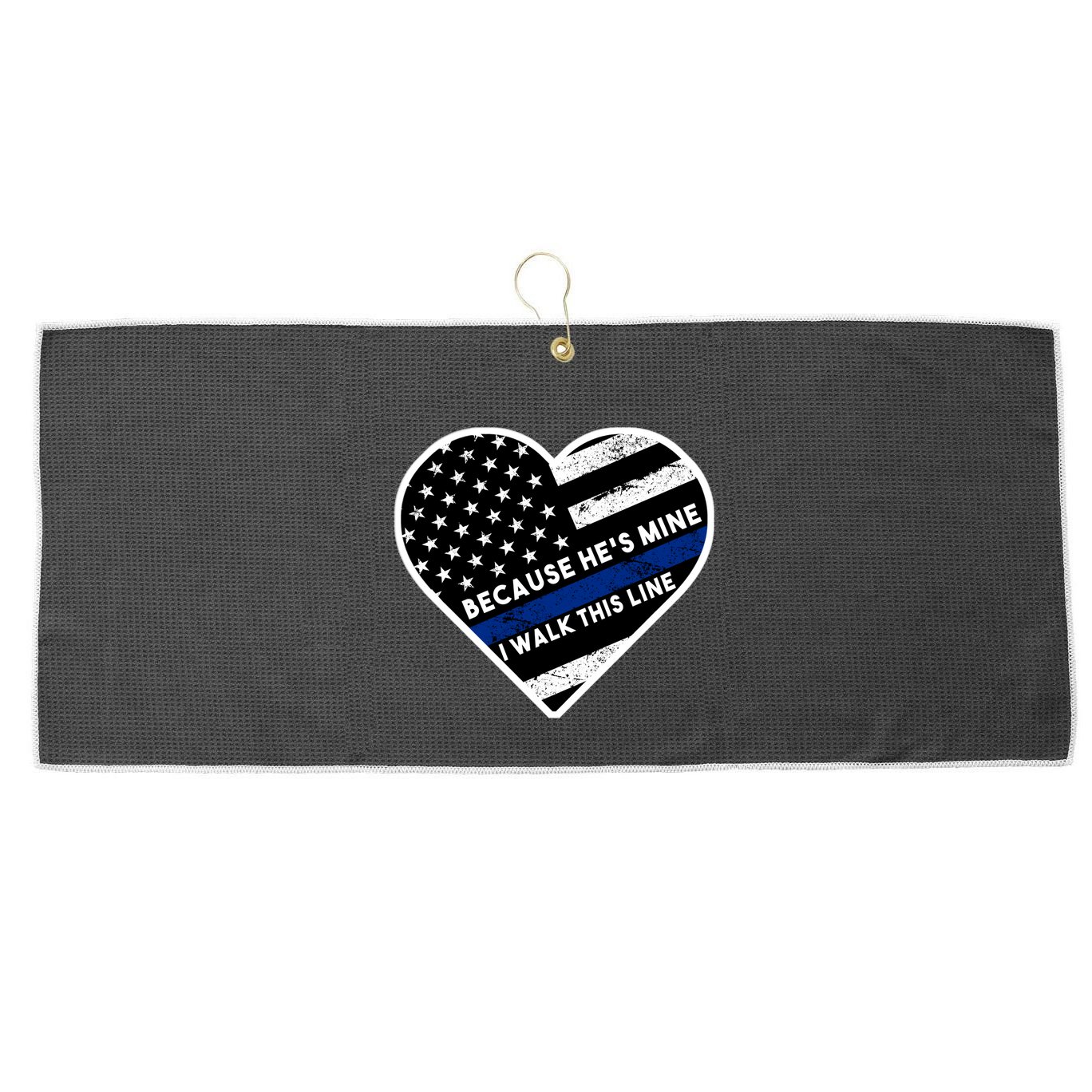 Because He's Mine I Walk This Line Back The Blue Large Microfiber Waffle Golf Towel