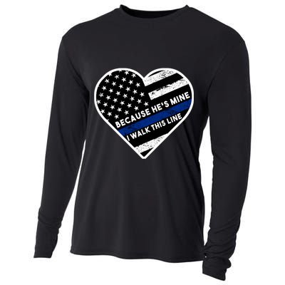Because He's Mine I Walk This Line Back The Blue Cooling Performance Long Sleeve Crew