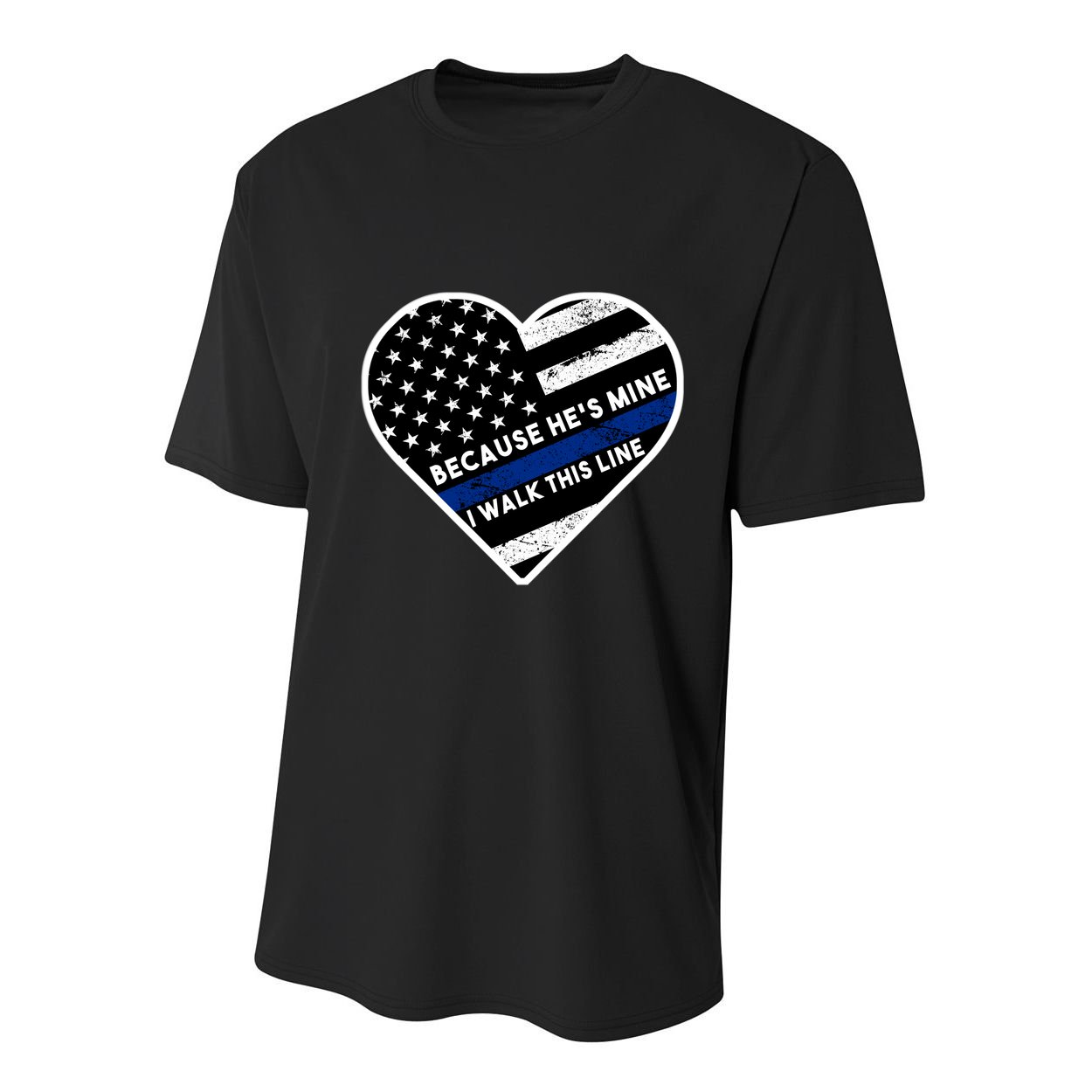 Because He's Mine I Walk This Line Back The Blue Youth Performance Sprint T-Shirt