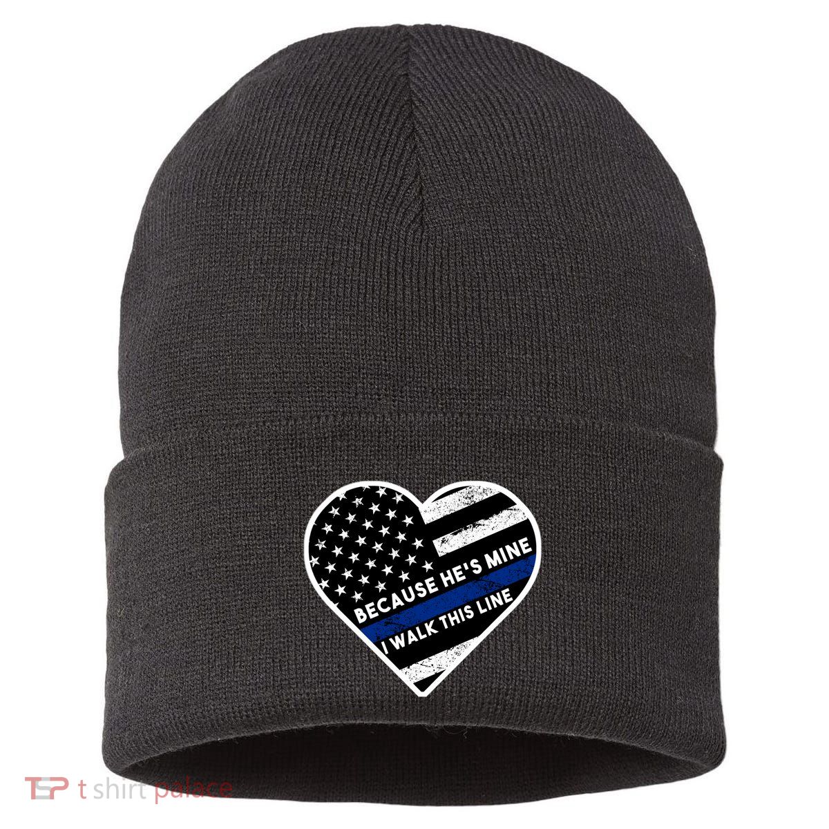 Because He's Mine I Walk This Line Back The Blue Sustainable Knit Beanie