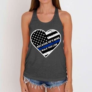 Because He's Mine I Walk This Line Back The Blue Women's Knotted Racerback Tank