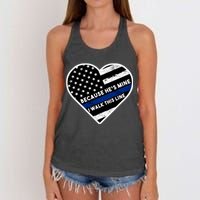 Because He's Mine I Walk This Line Back The Blue Women's Knotted Racerback Tank