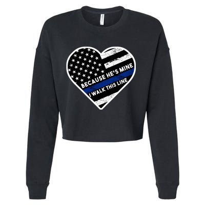 Because He's Mine I Walk This Line Back The Blue Cropped Pullover Crew