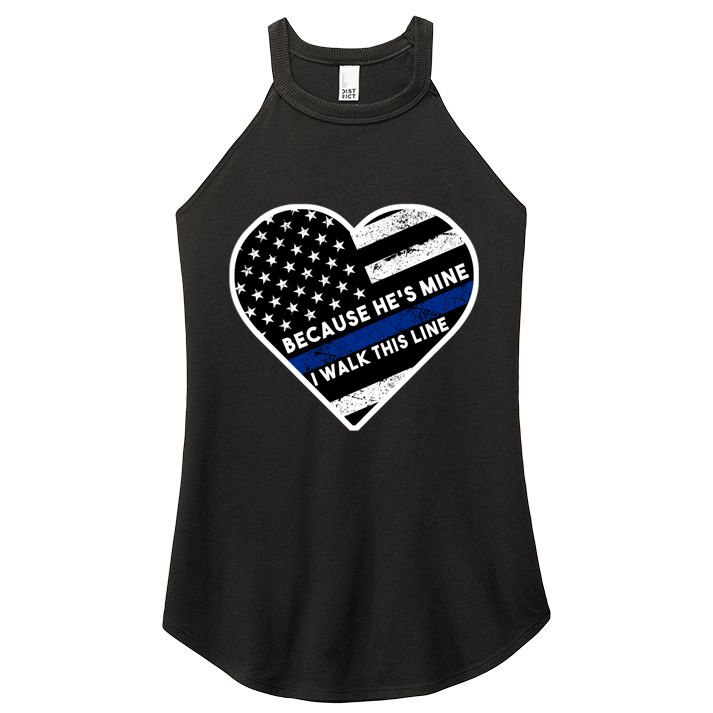 Because He's Mine I Walk This Line Back The Blue Women's Perfect Tri Rocker Tank