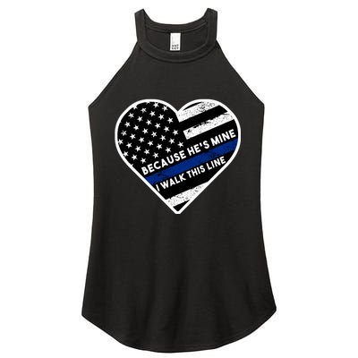 Because He's Mine I Walk This Line Back The Blue Women's Perfect Tri Rocker Tank