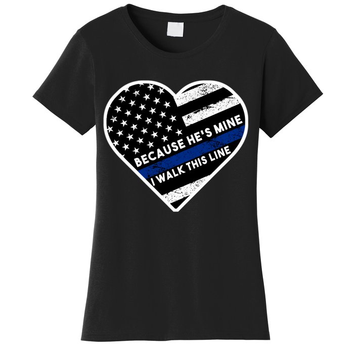 Because He's Mine I Walk This Line Back The Blue Women's T-Shirt