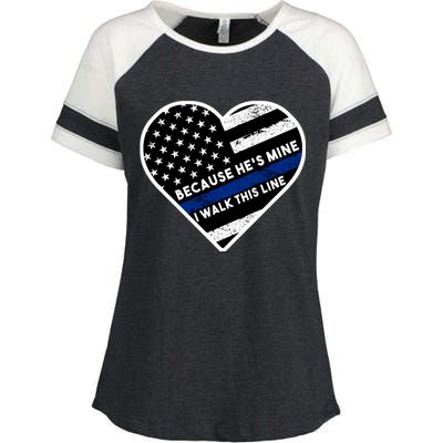 Because He's Mine I Walk This Line Back The Blue Enza Ladies Jersey Colorblock Tee