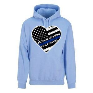 Because He's Mine I Walk This Line Back The Blue Unisex Surf Hoodie