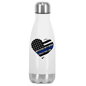 Because He's Mine I Walk This Line Back The Blue Stainless Steel Insulated Water Bottle