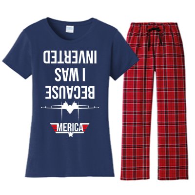 Because I Was Inverted Jet Fighter Women's Flannel Pajama Set