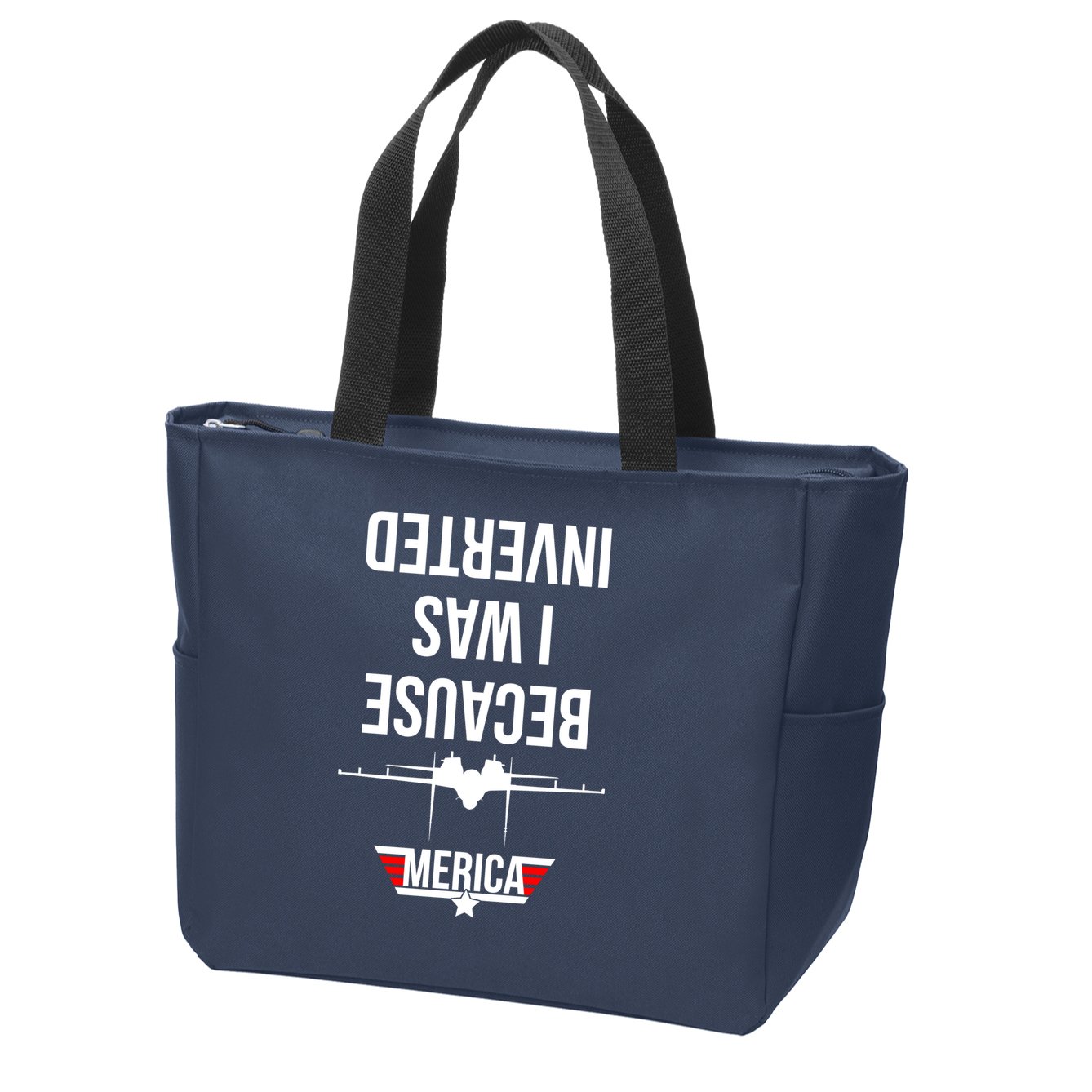 Because I Was Inverted Jet Fighter Zip Tote Bag