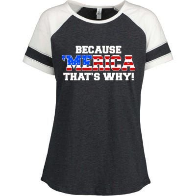 Because Merica Thats Why Enza Ladies Jersey Colorblock Tee