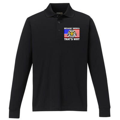 Because 'Merica That's Why! Eagle Performance Long Sleeve Polo