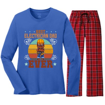 Best Electrician Dad Ever Electronics Engineer Gift Women's Long Sleeve Flannel Pajama Set 