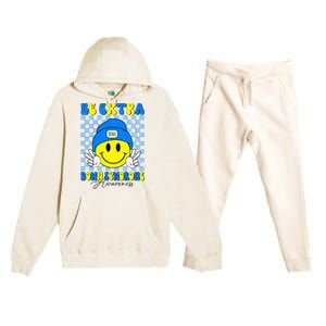 Be Extra Down Syndrome Awareness Yellow And Blue Smile Face Premium Hooded Sweatsuit Set