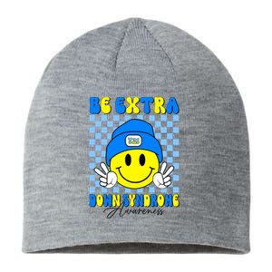 Be Extra Down Syndrome Awareness Yellow And Blue Smile Face Sustainable Beanie