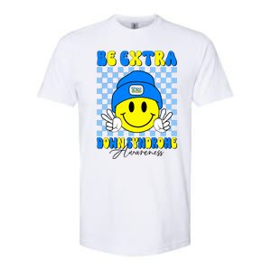 Be Extra Down Syndrome Awareness Yellow And Blue Smile Face Softstyle CVC T-Shirt