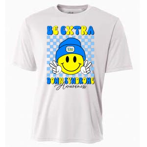 Be Extra Down Syndrome Awareness Yellow And Blue Smile Face Cooling Performance Crew T-Shirt