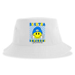 Be Extra Down Syndrome Awareness Yellow And Blue Smile Face Sustainable Bucket Hat