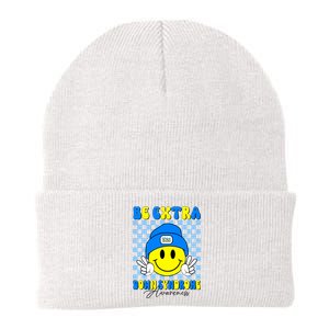 Be Extra Down Syndrome Awareness Yellow And Blue Smile Face Knit Cap Winter Beanie