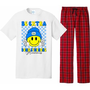 Be Extra Down Syndrome Awareness Yellow And Blue Smile Face Pajama Set