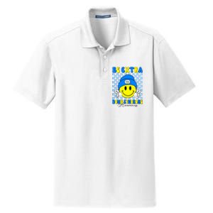 Be Extra Down Syndrome Awareness Yellow And Blue Smile Face Dry Zone Grid Polo