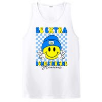 Be Extra Down Syndrome Awareness Yellow And Blue Smile Face PosiCharge Competitor Tank