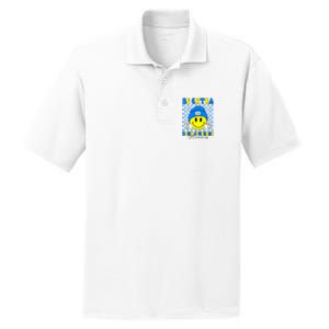 Be Extra Down Syndrome Awareness Yellow And Blue Smile Face PosiCharge RacerMesh Polo