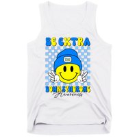 Be Extra Down Syndrome Awareness Yellow And Blue Smile Face Tank Top