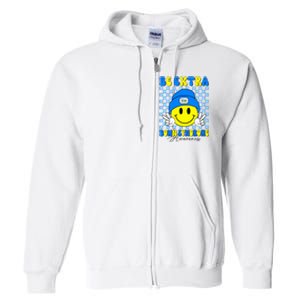 Be Extra Down Syndrome Awareness Yellow And Blue Smile Face Full Zip Hoodie