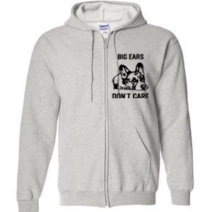 big ears don't care Corgi Full Zip Hoodie